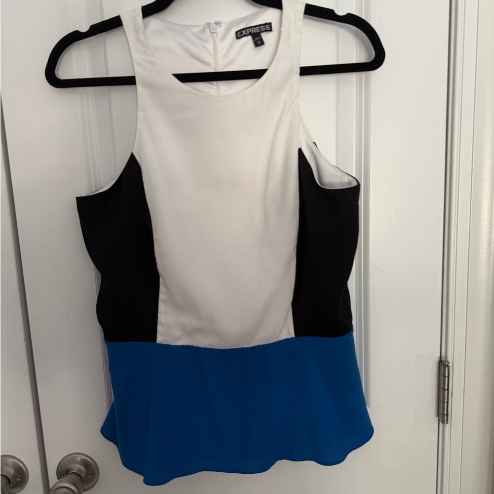 Express Blue and White Color Block Tank Top